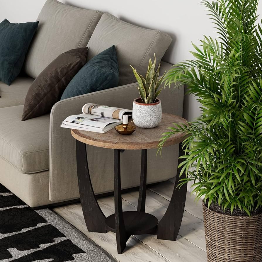 Amazon.com: Rustic Farmhouse End Table with Storage Shelf